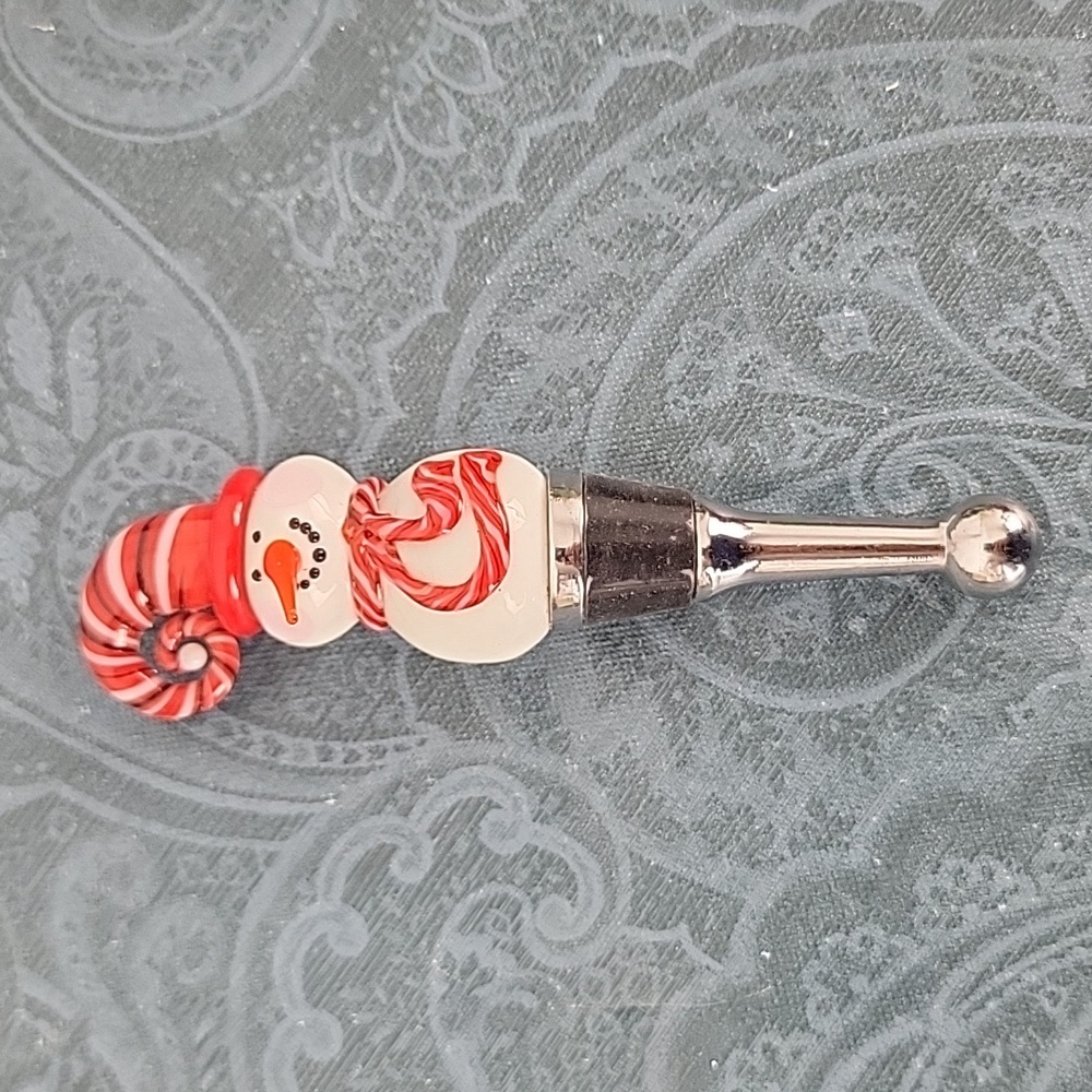 Christmas Glass Snowman Wine Stopper Cork